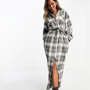 ASOS DESIGN maxi shirt dress in grey check